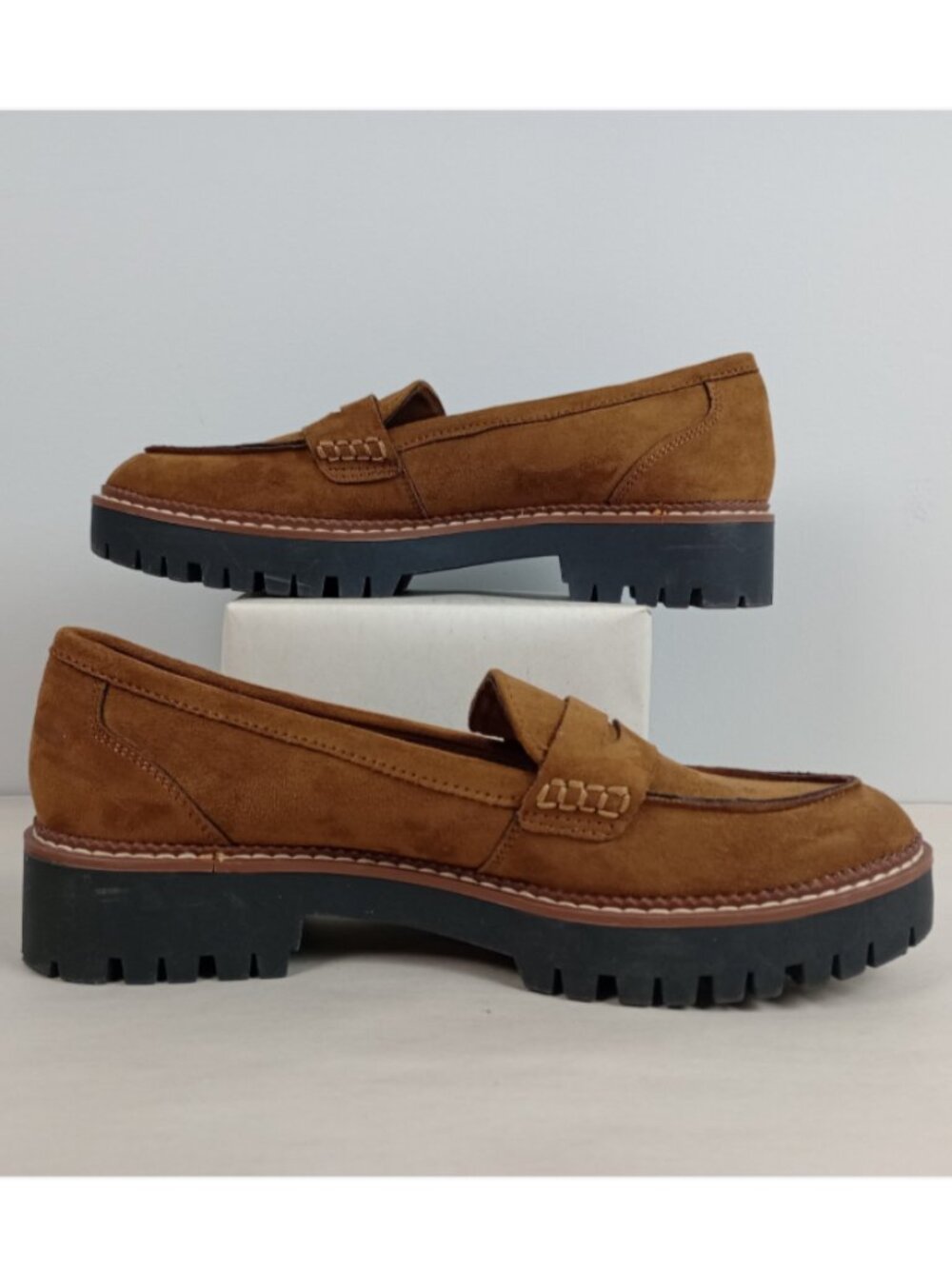 Maurices Womens 8.5M Brown Faux Suede Gretchen Minilug Chunky Penny Loafer Shoes - Picture 7 of 10
